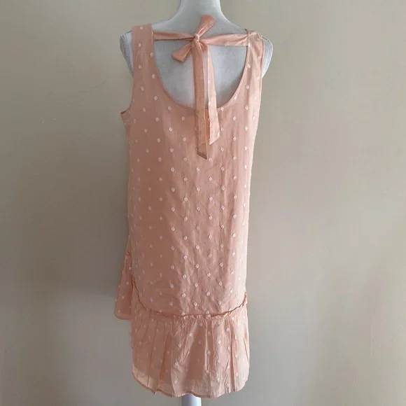 LOFT Peach Polka Dot Sun Dress with Bow - Picture 4 of 16